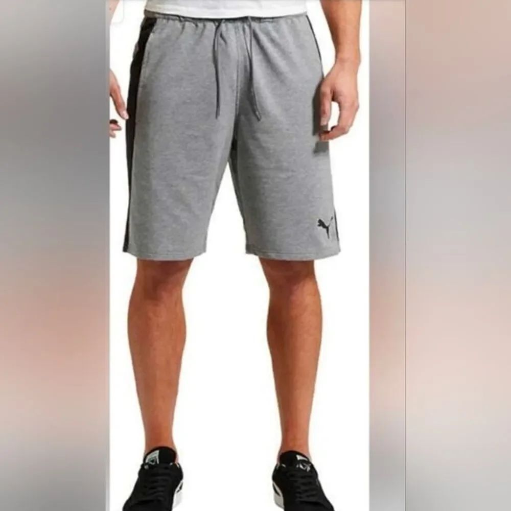 Puma  L Gray Athletic Drawstring Men's Shorts with Black Side Panels